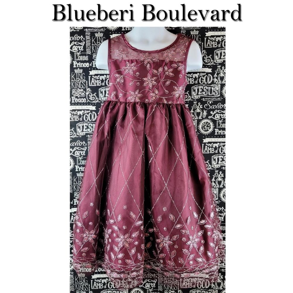 Blueberi Boulevard Sparkly Burgandy Sleeveless Dress Size 6